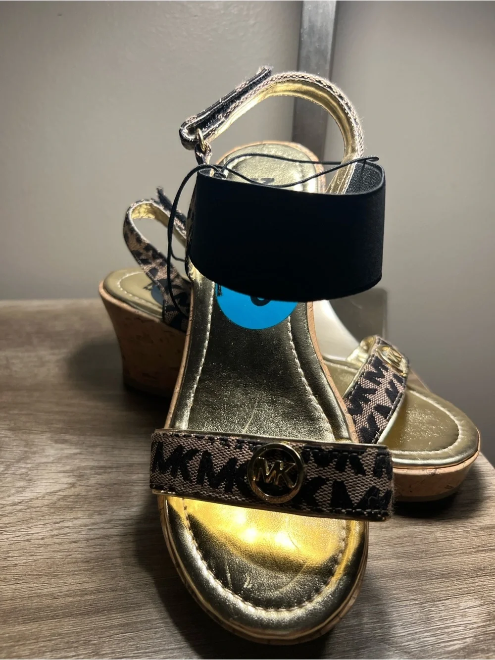 Michael Kors Brown Monogram & Gold Insole Girls' Sandals